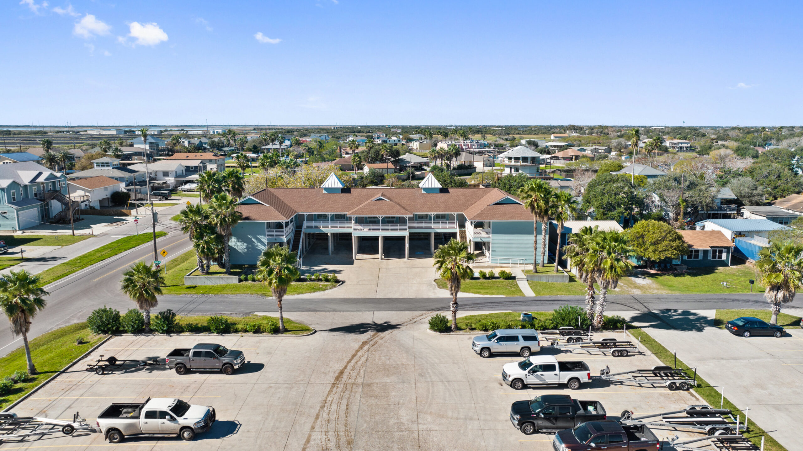 Scenic aerial view of Bluffs Landing property